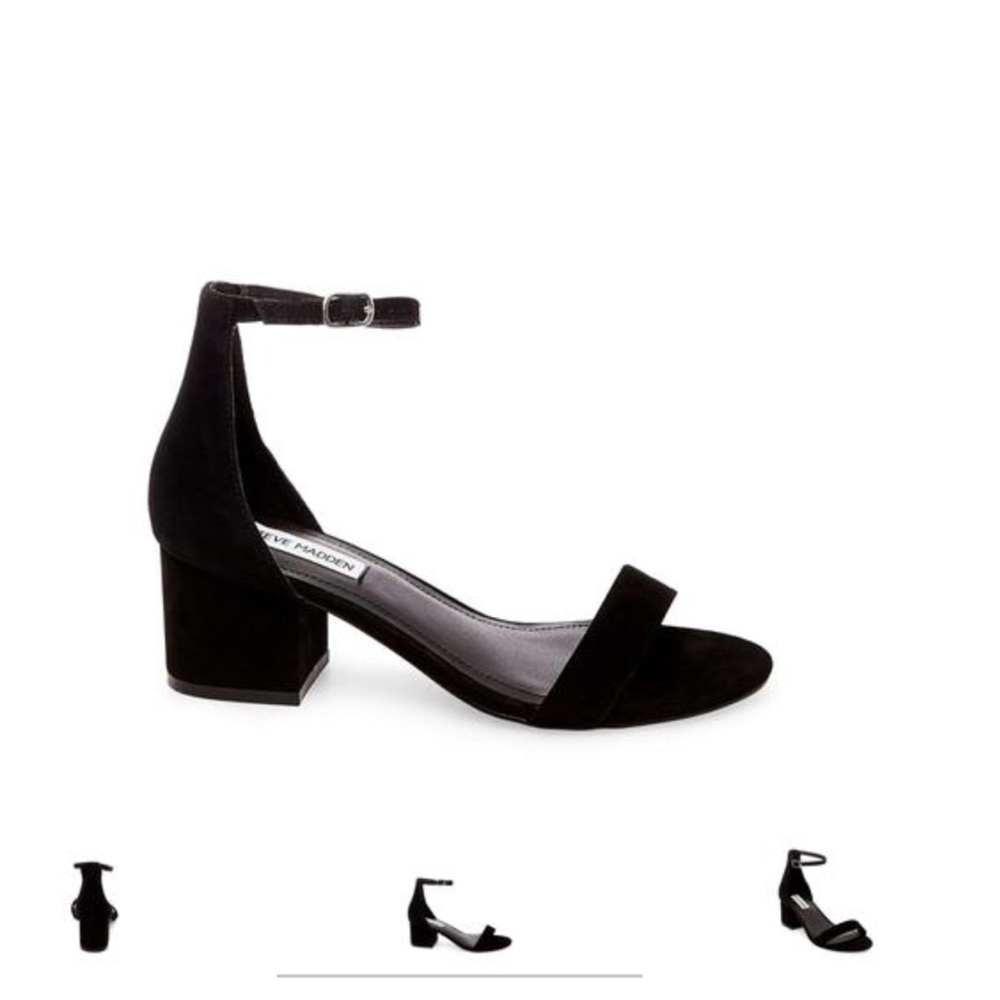 Irene’s Black Suede 2” heel sandal Steve Madden